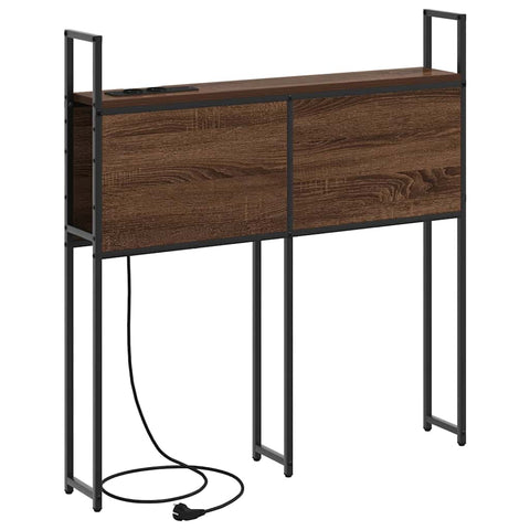 vidaXL Storage Headboard with Charging Station Brown oak 90 cm