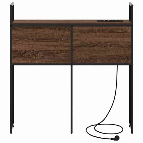 vidaXL Storage Headboard with Charging Station Brown oak 90 cm