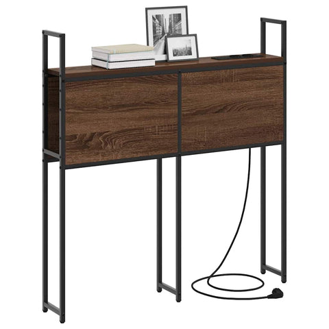 vidaXL Storage Headboard with Charging Station Brown oak 90 cm