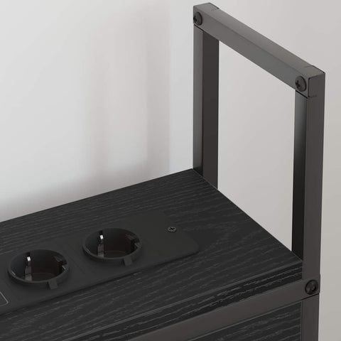 vidaXL Storage Headboard with Charging Station Black oak 100 cm