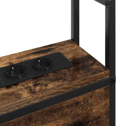 vidaXL Storage Headboard with Charging Station Smoked oak 100 cm