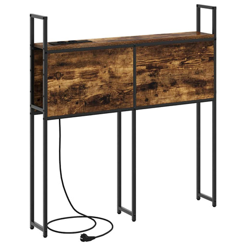 vidaXL Storage Headboard with Charging Station Smoked oak 100 cm