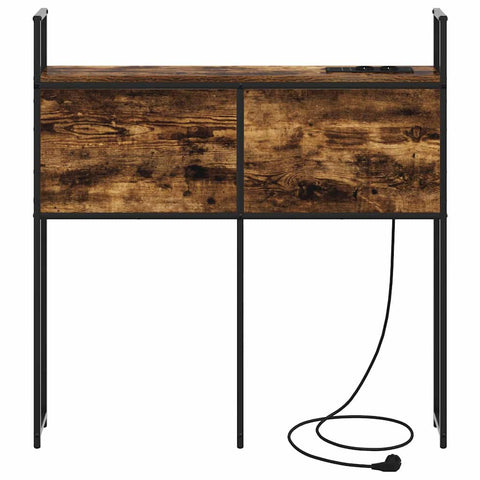 vidaXL Storage Headboard with Charging Station Smoked oak 100 cm