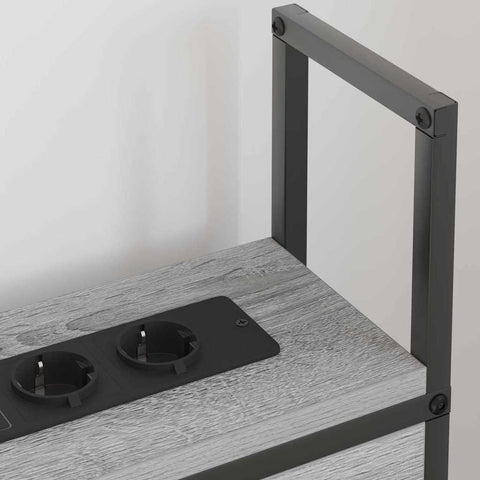 vidaXL Storage Headboard with Charging Station Grey sonoma 100 cm
