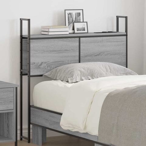 vidaXL Storage Headboard with Charging Station Grey sonoma 100 cm