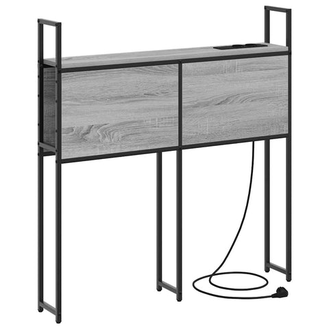 vidaXL Storage Headboard with Charging Station Grey sonoma 100 cm