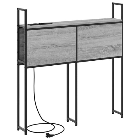 vidaXL Storage Headboard with Charging Station Grey sonoma 100 cm