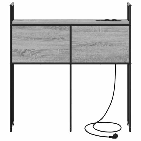 vidaXL Storage Headboard with Charging Station Grey sonoma 100 cm