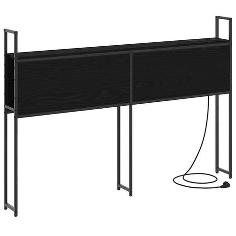 vidaXL Storage Headboard with Charging Station Black oak 120 cm