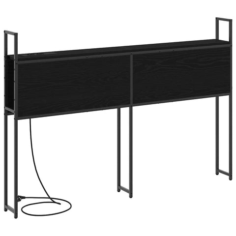 vidaXL Storage Headboard with Charging Station Black oak 120 cm