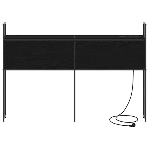vidaXL Storage Headboard with Charging Station Black oak 120 cm