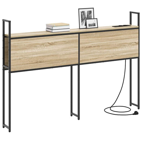 vidaXL Storage Headboard with Charging Station Sonoma oak 120 cm