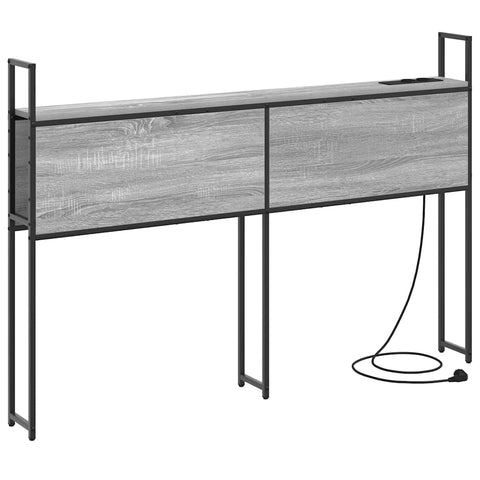 vidaXL Storage Headboard with Charging Station Grey sonoma 120 cm