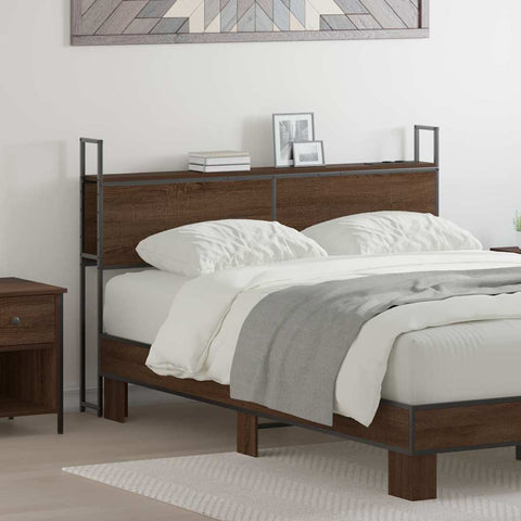 vidaXL Storage Headboard with Charging Station Brown oak 120 cm