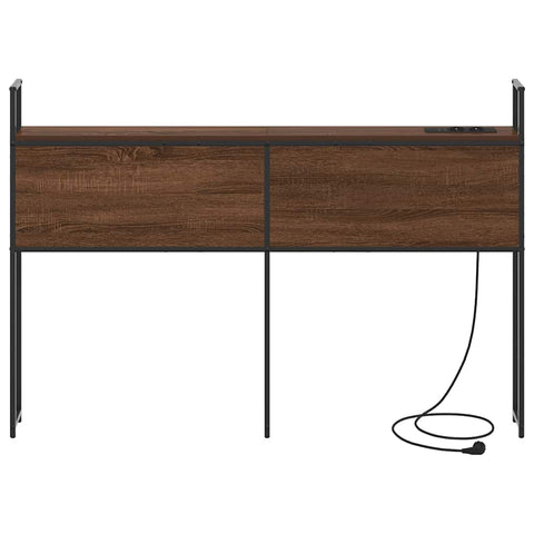 vidaXL Storage Headboard with Charging Station Brown oak 120 cm
