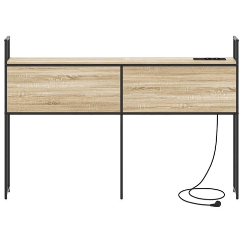 vidaXL Storage Headboard with Charging Station Sonoma oak 135 cm