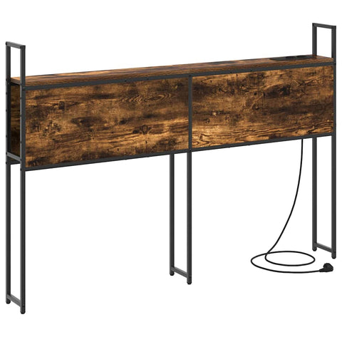 vidaXL Storage Headboard with Charging Station Smoked oak 135 cm