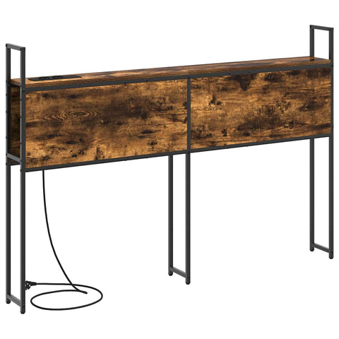vidaXL Storage Headboard with Charging Station Smoked oak 135 cm
