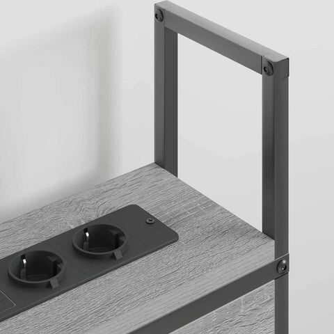 vidaXL Storage Headboard with Charging Station Grey sonoma 135 cm