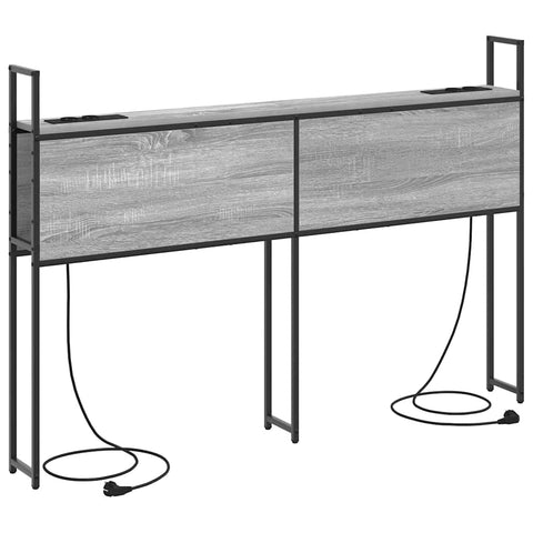 vidaXL Storage Headboard with Charging Station Grey sonoma 135 cm