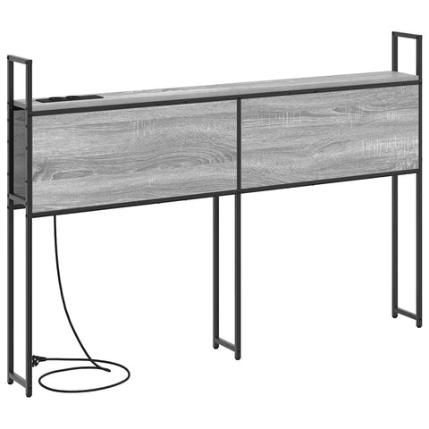 vidaXL Storage Headboard with Charging Station Grey sonoma 135 cm