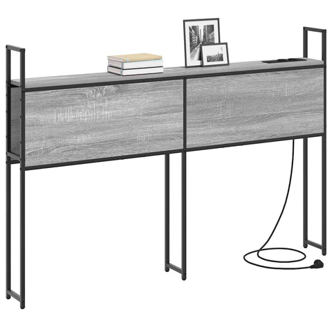 vidaXL Storage Headboard with Charging Station Grey sonoma 135 cm