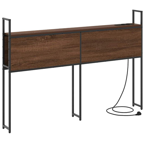 vidaXL Storage Headboard with Charging Station Brown oak 135 cm