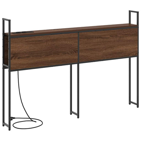 vidaXL Storage Headboard with Charging Station Brown oak 135 cm