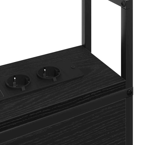 vidaXL Storage Headboard with Charging Station Black oak 140 cm