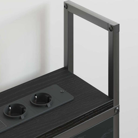 vidaXL Storage Headboard with Charging Station Black oak 140 cm