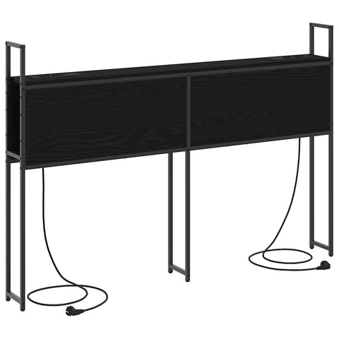 vidaXL Storage Headboard with Charging Station Black oak 140 cm