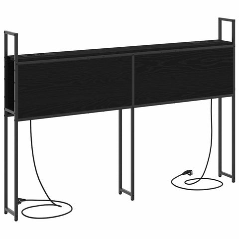 vidaXL Storage Headboard with Charging Station Black oak 140 cm