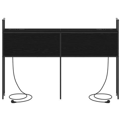 vidaXL Storage Headboard with Charging Station Black oak 140 cm