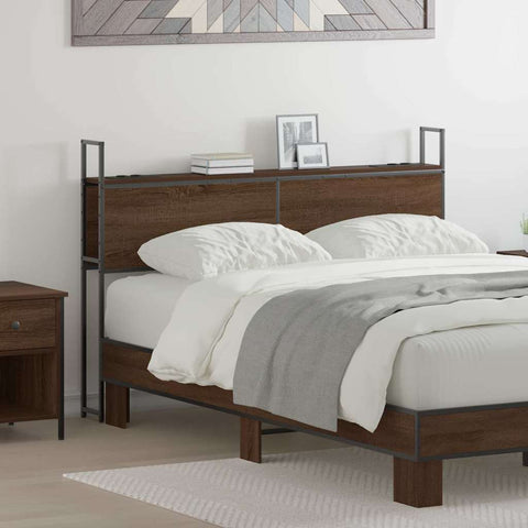 vidaXL Storage Headboard with Charging Station Brown oak 140 cm