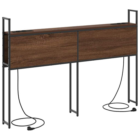 vidaXL Storage Headboard with Charging Station Brown oak 140 cm