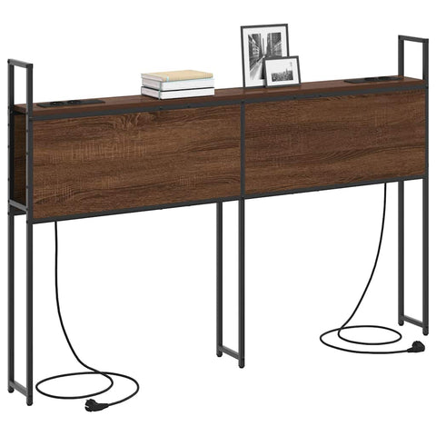 vidaXL Storage Headboard with Charging Station Brown oak 140 cm