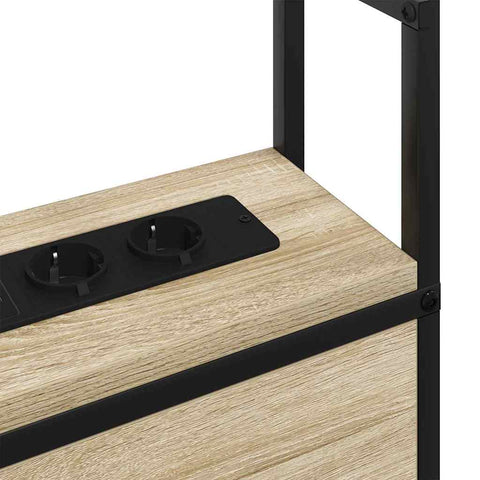 vidaXL Storage Headboard with Charging Station Sonoma oak 160 cm