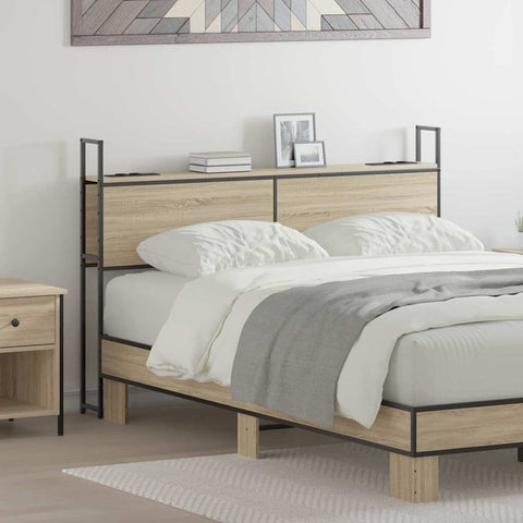 vidaXL Storage Headboard with Charging Station Sonoma oak 160 cm