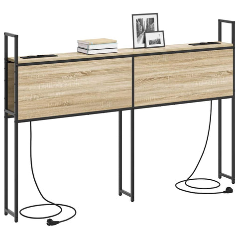 vidaXL Storage Headboard with Charging Station Sonoma oak 160 cm