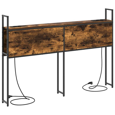 vidaXL Storage Headboard with Charging Station Smoked oak 160 cm