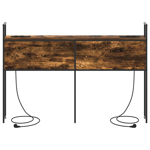 vidaXL Storage Headboard with Charging Station Smoked oak 160 cm