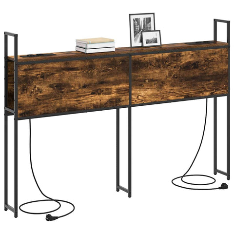 vidaXL Storage Headboard with Charging Station Smoked oak 160 cm