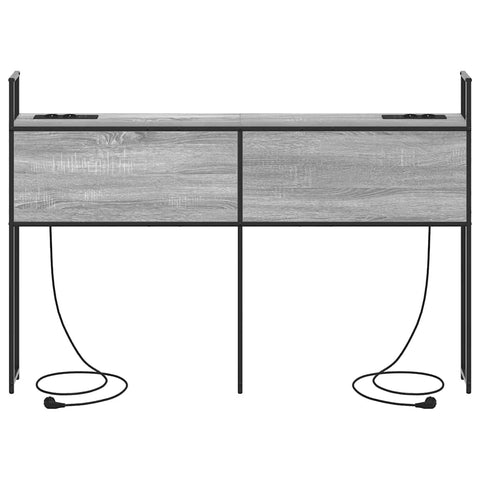 vidaXL Storage Headboard with Charging Station Grey sonoma 160 cm