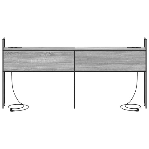 vidaXL Storage Headboard with Charging Station Grey sonoma 180 cm