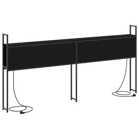 vidaXL Storage Headboard with Charging Station Black oak 200 cm