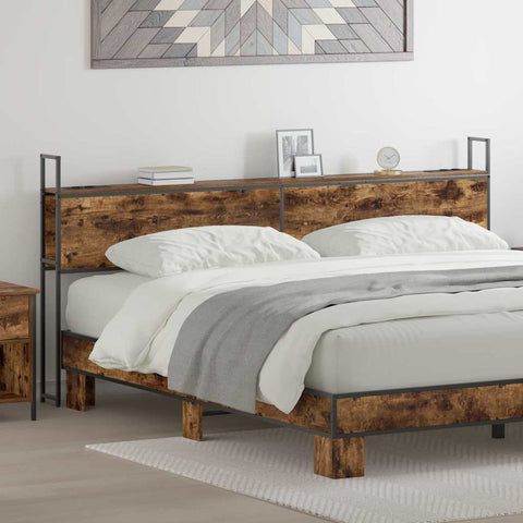 vidaXL Storage Headboard with Charging Station Smoked oak 200 cm