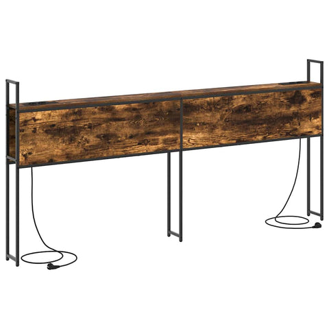 vidaXL Storage Headboard with Charging Station Smoked oak 200 cm