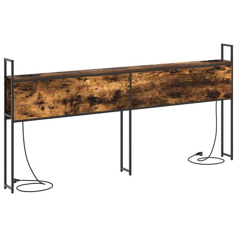 vidaXL Storage Headboard with Charging Station Smoked oak 200 cm