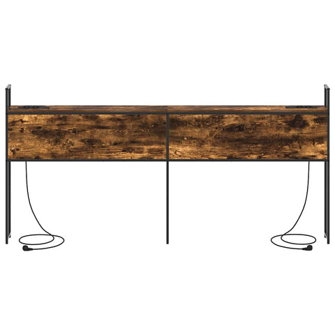 vidaXL Storage Headboard with Charging Station Smoked oak 200 cm