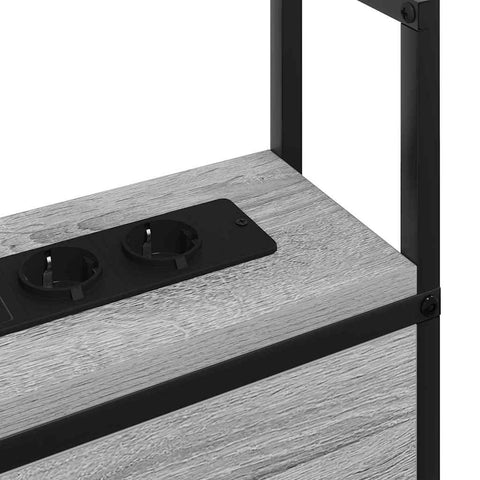 vidaXL Storage Headboard with Charging Station Grey sonoma 200 cm